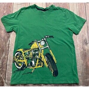 Hanna Andersson HA Green & Yellow Motorcycle Shirt, 130 cm, Size Youth 8
